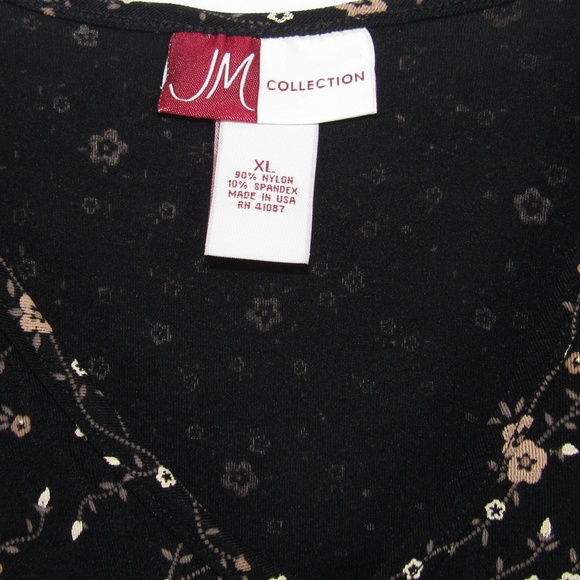 JM Collection Flowery Top Size XL 3/4 Sleeve NEW - Picture 5 of 7
